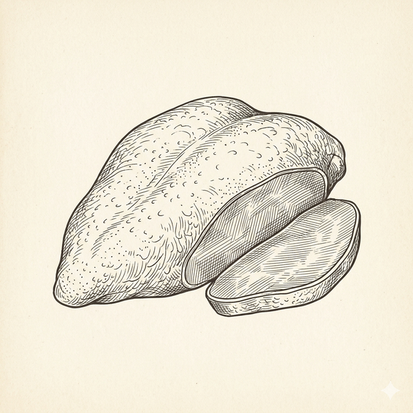 Sliced chicken breast cross-section — quality control icon